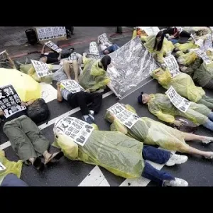مظاهرة ضد خطة الحكومة لتمديد استخدام محطة "مانشان" للطاقة النووية في جنوب تايوان