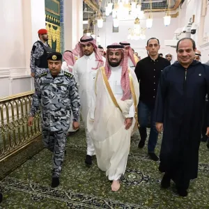 الرئيس المصري يزور المسجد النبوي الشريف