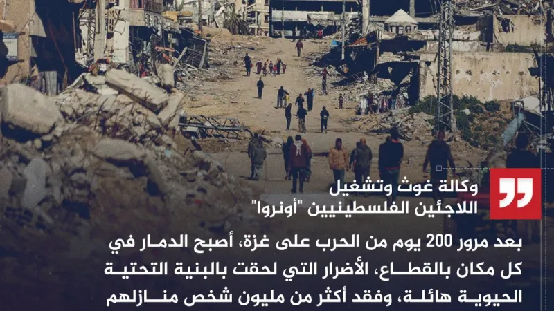 أونروا: أكثر من مليون شخص فقدوا منازلهم في غزة و75% من السكان نزحوا #حرب_غزة