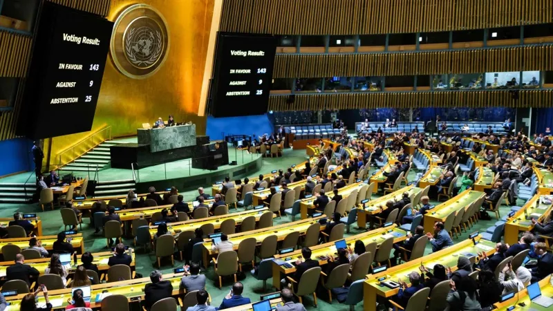 الإمارات و142 دولة تصوت لصالح قرار يدعم العضوية الكاملة لدولة فلسطين في الأمم المتحدة