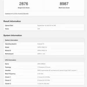 رصد هاتف Oppo Find X8 في منصة Geekbench بمعالج Dimensity 9400