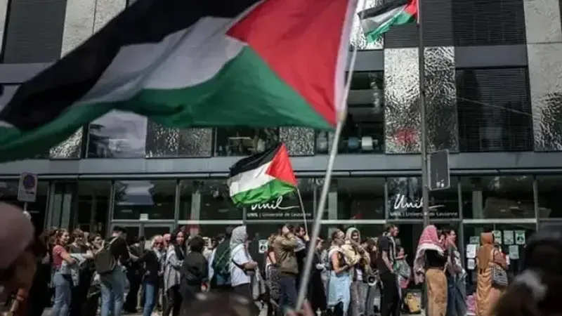 تواصل التظاهرات التضامنية مع فلسطين في جامعة لوزان بسويسرا