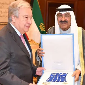 سمو الأمير يمنح الأمين العام للأمم المتحدة وسام الكويت ذو الوشاح من الدرجة الممتازة