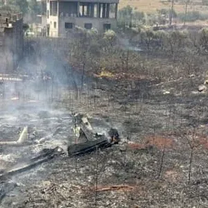 بالصّور: إخماد حريق اثر قصف إسرائيلي