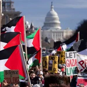 شاهد: مظاهرة حاشدة لأمريكيين يدعمون فلسطين أمام البيت الأبيض