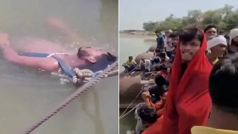 "لإيمانهم بالخرافة" .. شاهد: ربط هندي ميت في نهر مقدس لدى الهندوس لاعتقادهم أن المياه ستعيده للحياة!