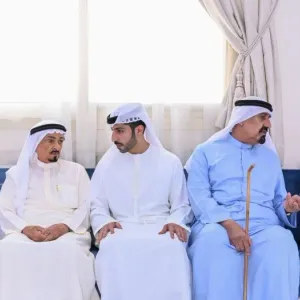 بالصور.. حاكم عجمان وولي عهده يتقبلان التعازي في وفاة الشيخة ميرة بنت علي النعيمي