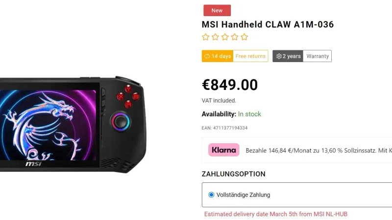 جهاز الألعاب MSI CLAW متاح الآن للبيع، وبأسعار غير منطقية!