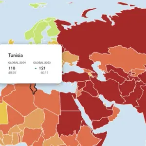 تونس في المرتبة 118 في التصنيف العالمي لحرية الصحافة لسنة 2024 ، لمراسلون بلا حدود.