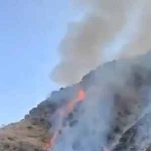 فرق الإطفاء تباشر حريقًا انتشر في جبال عقبة الباحة